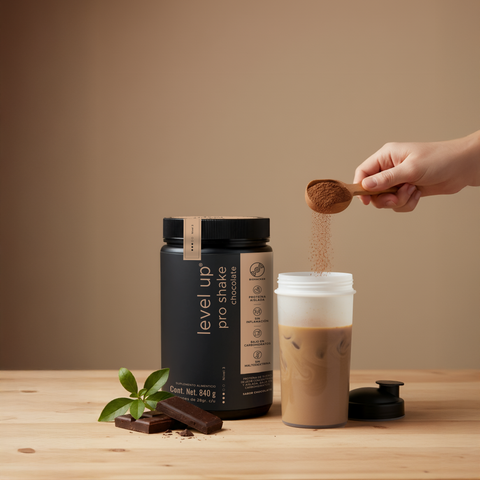 Level-Up Shake: Proteína y energía en cada porción, con sabor a chocolate 840g