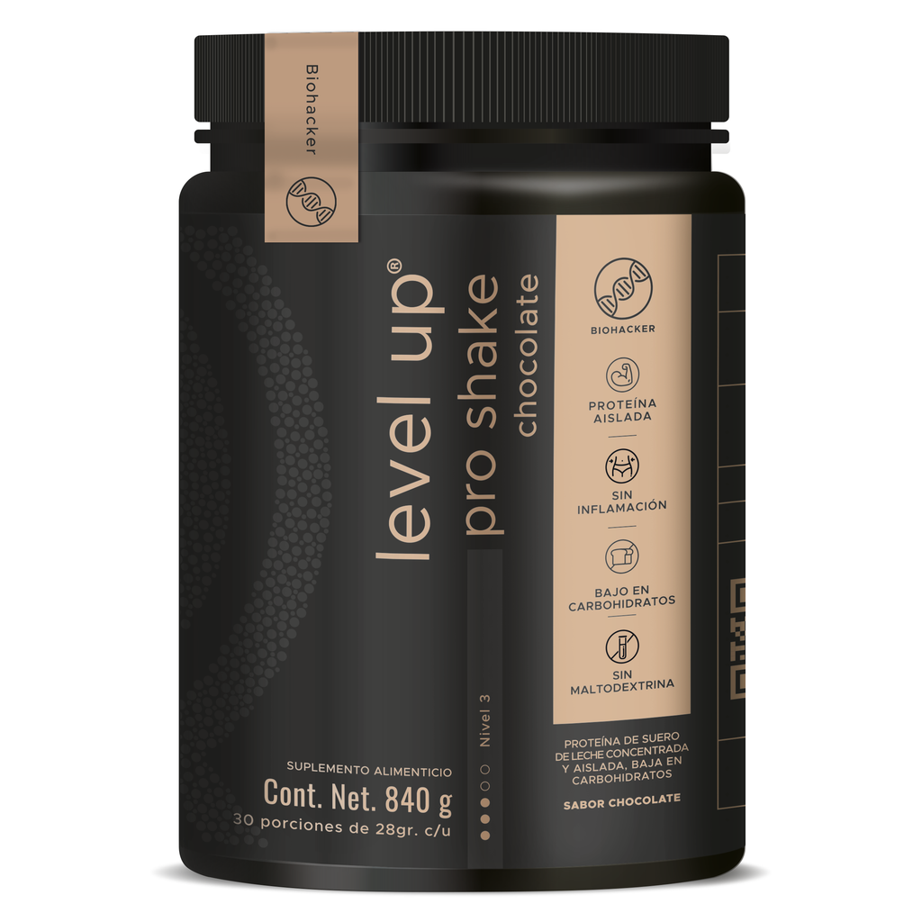 Level-Up Shake: Proteína y energía en cada porción, con sabor a chocolate 840g