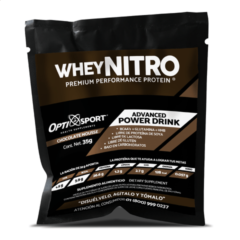 WHEYNITRO Proteína de Suero + HMB + BCAAs | 12 sobres de 35g | Sabor Chocolate