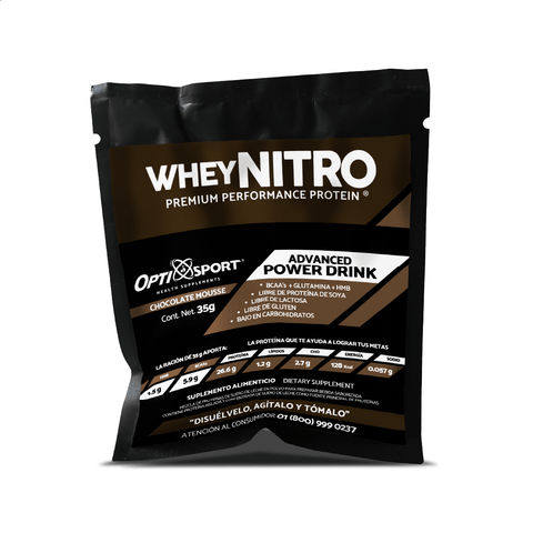 WHEYNITRO Proteína de Suero + HMB + BCAAs | 12 sobres de 35g | Sabor Chocolate