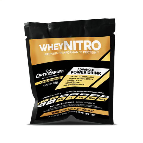 WHEYNITRO Proteína de Suero + HMB + BCAAs | 12 sobres de 35g | Sabor Vainilla