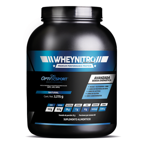 WHEYNITRO Proteína de Suero + HMB + BCAAs | 65 servicios Bote 2275 grs | Sabor Natural