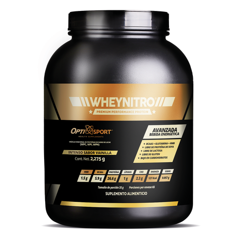 WHEYNITRO Proteína de Suero + HMB + BCAAs | 65 servicios Bote 2275 grs | Sabor Vainilla
